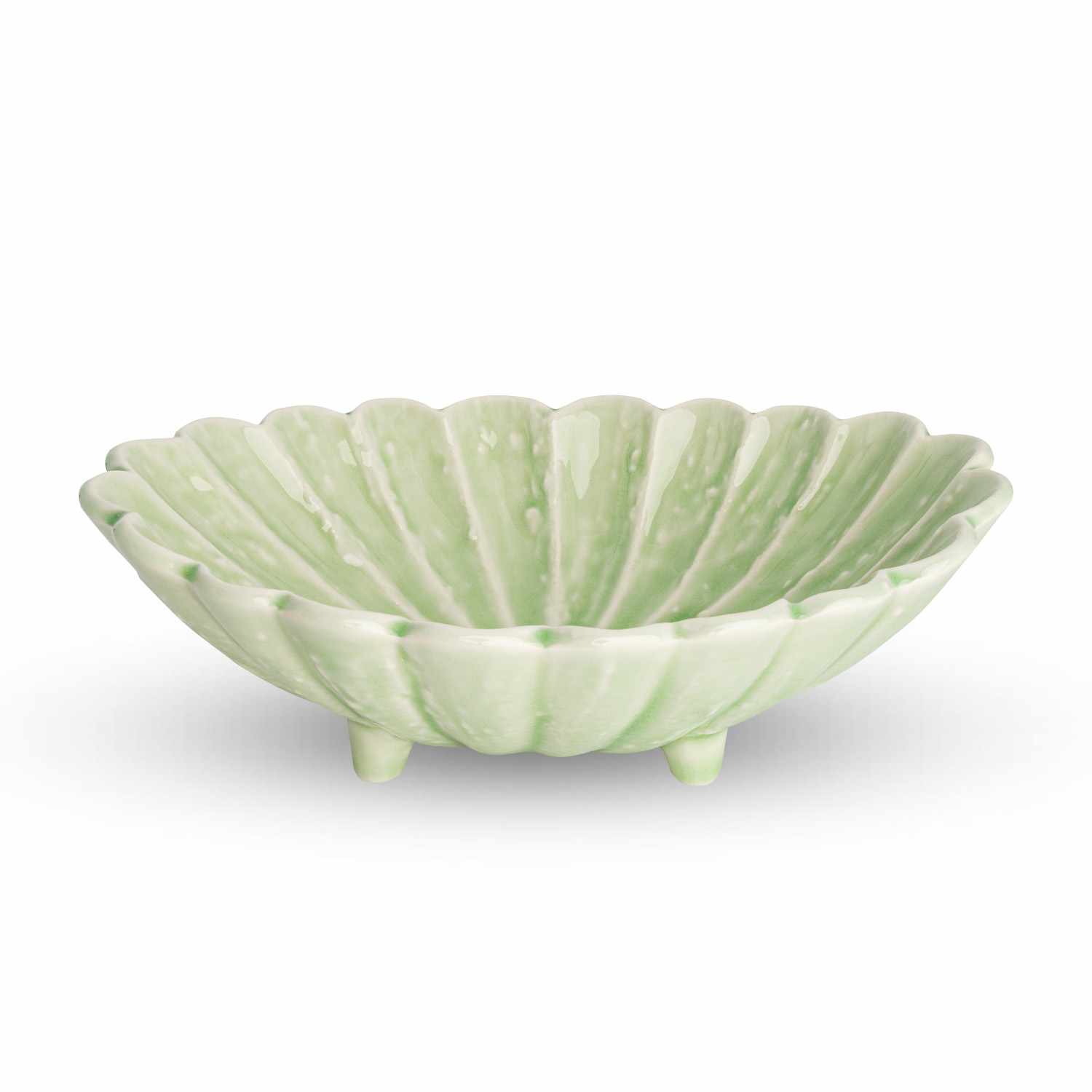 Pastel Green Fluted Oval Bowl 7"