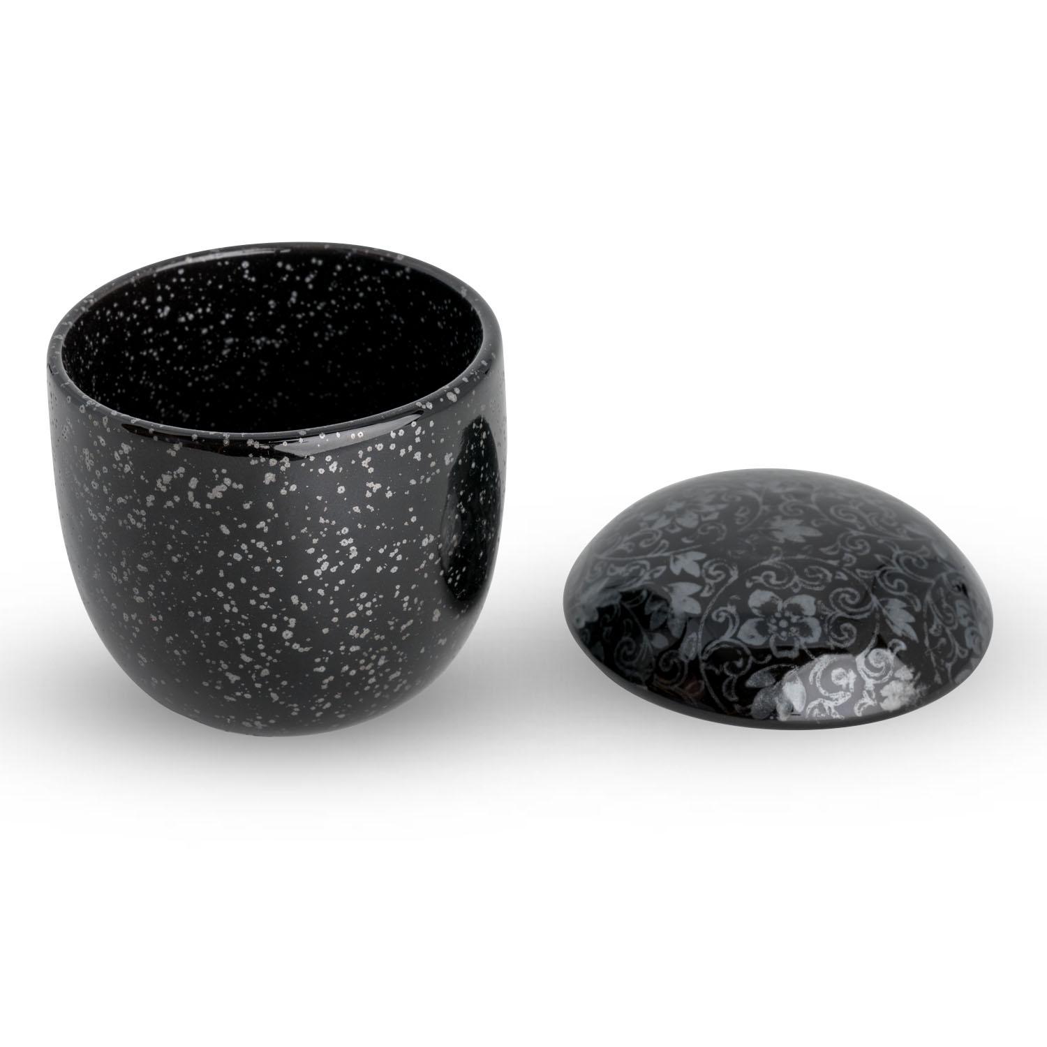 Black Flower Lidded Bowl 3" hover-image