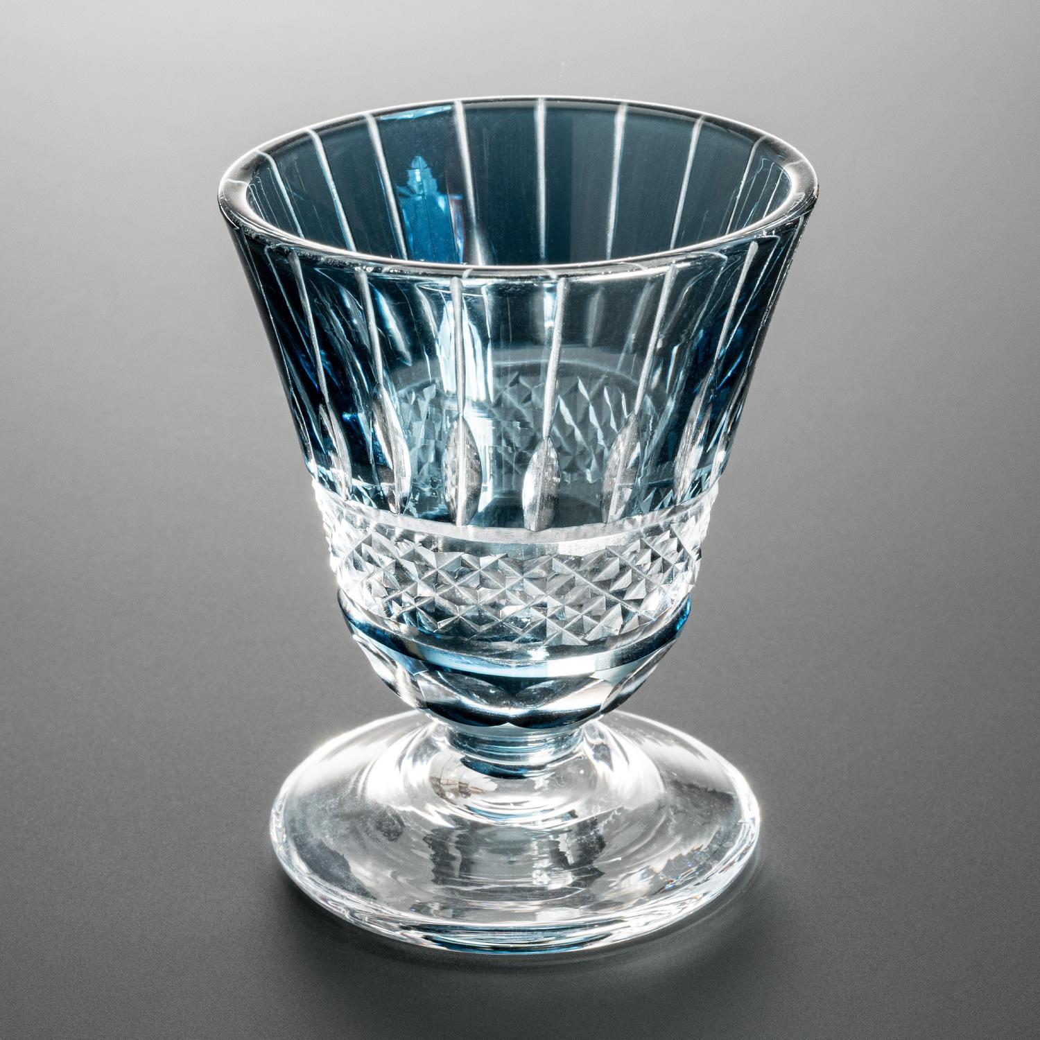 Kiriko Blue Glass Pedestal Sake Cup