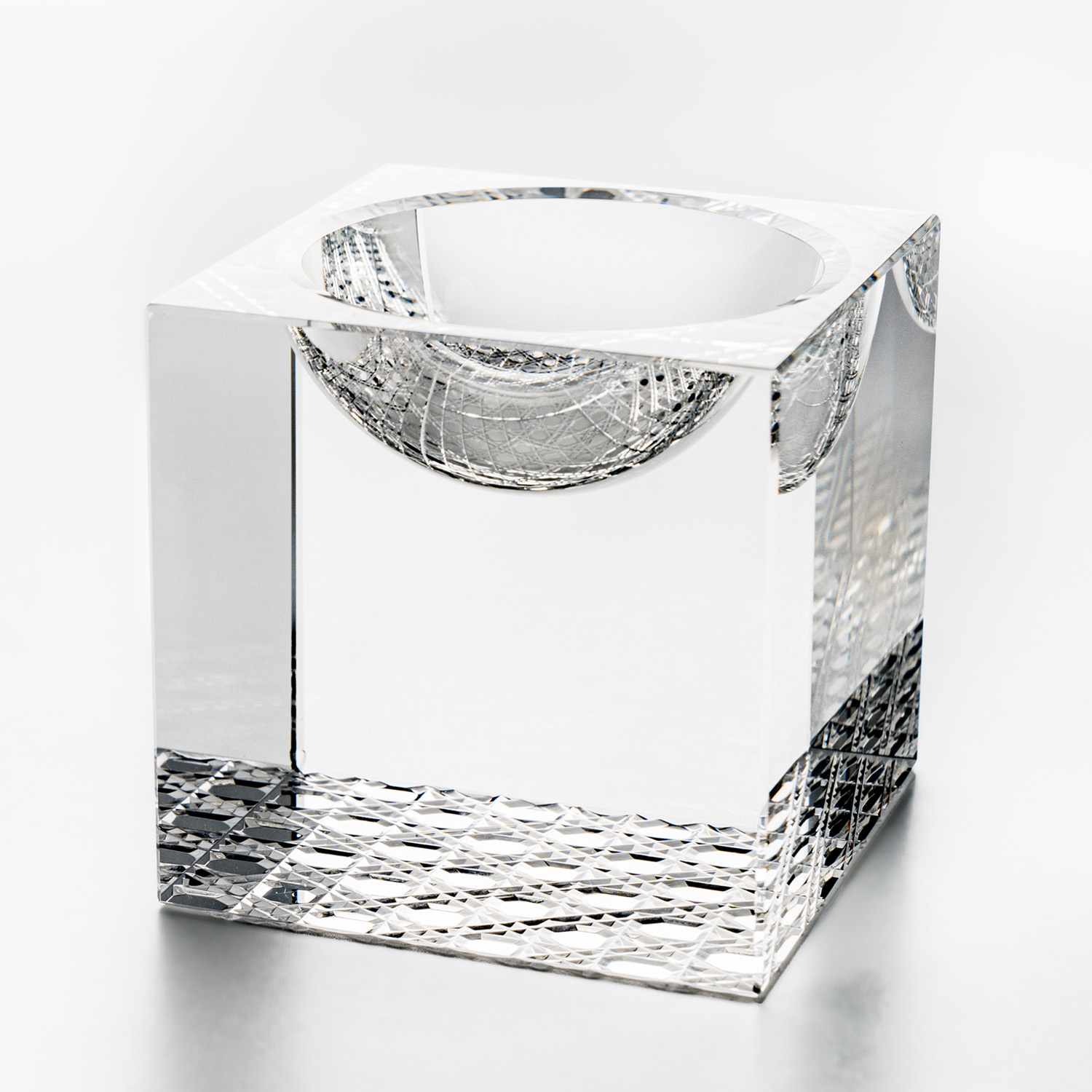 Crystal Glass Concave Square Bowl 2.25"