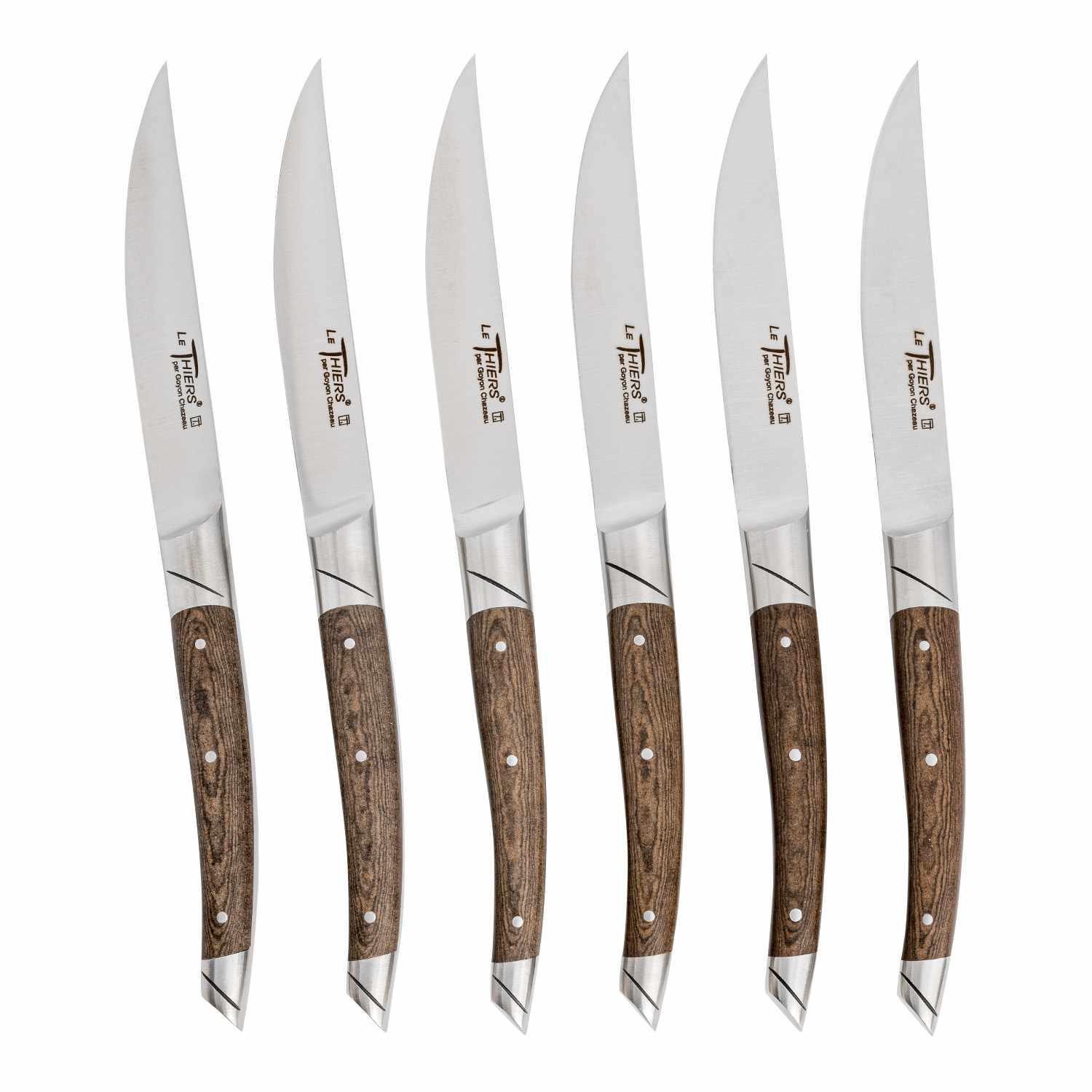 Le Thiers Avantage Steak Knives Brown Handle Mat Finish (Set of 6)