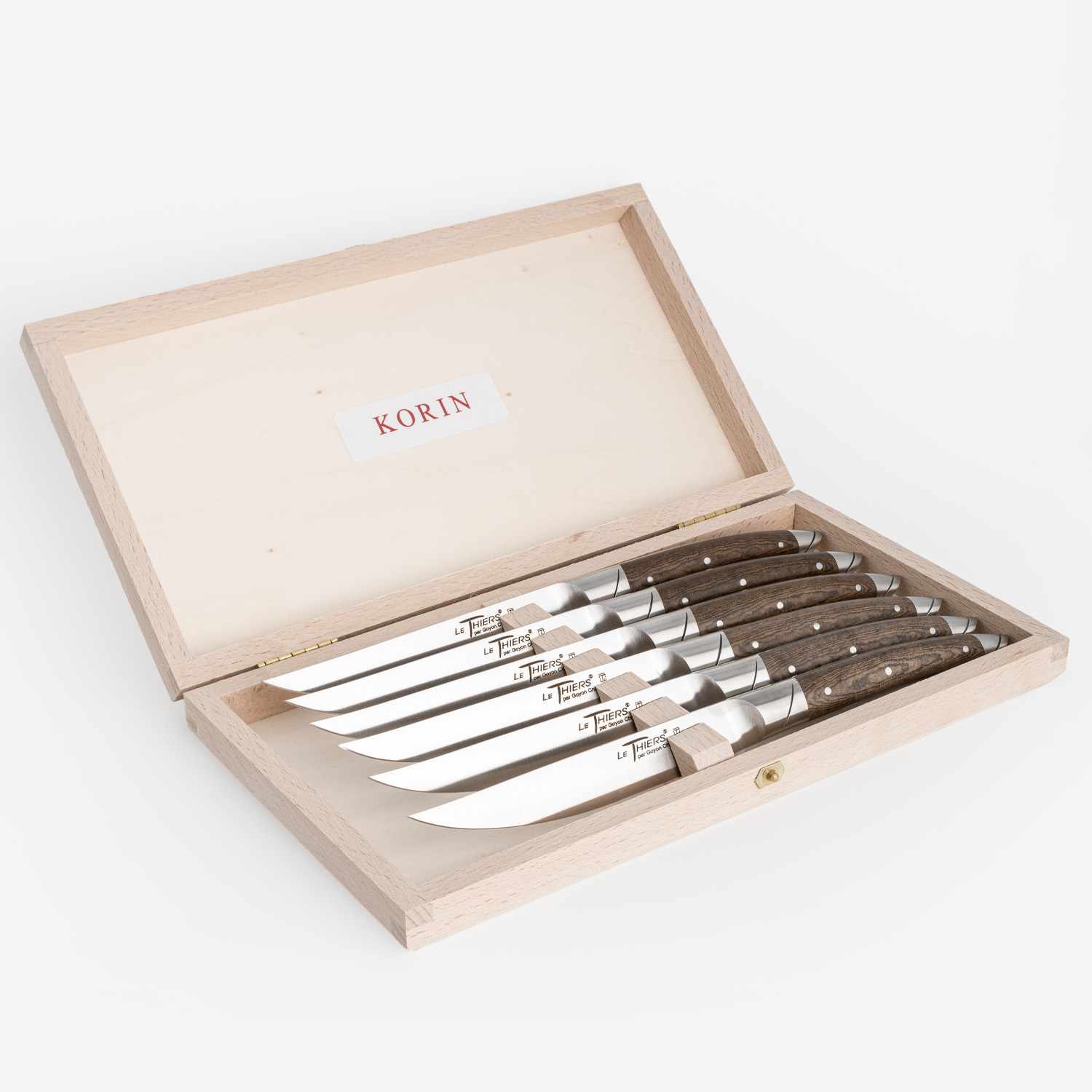 Le Thiers Avantage Steak Knives Brown Handle Mat Finish (Set of 6) hover-image