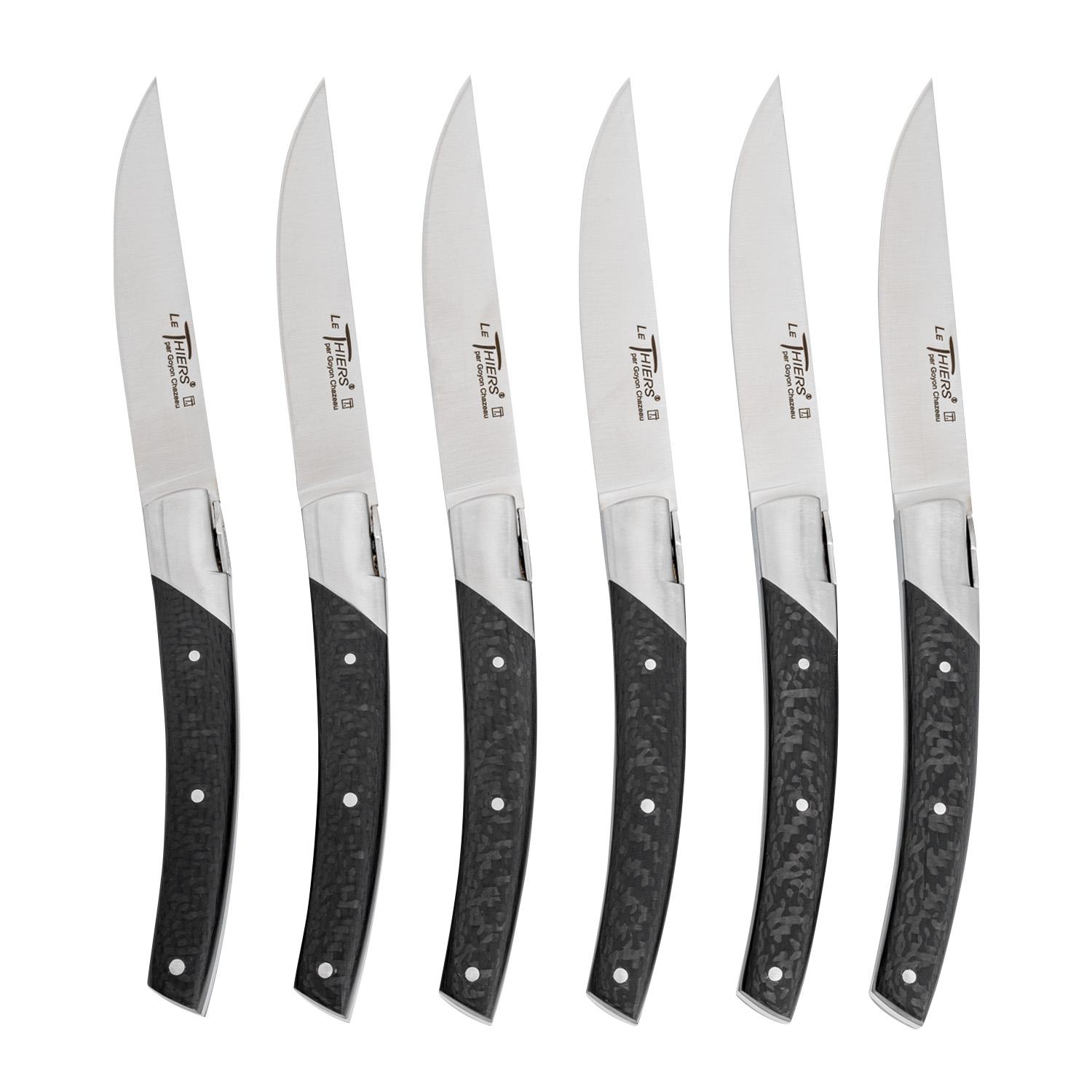 Le Thiers Pirou Avantage Steak Knives Carbon Fiber Handle (Set of 6)