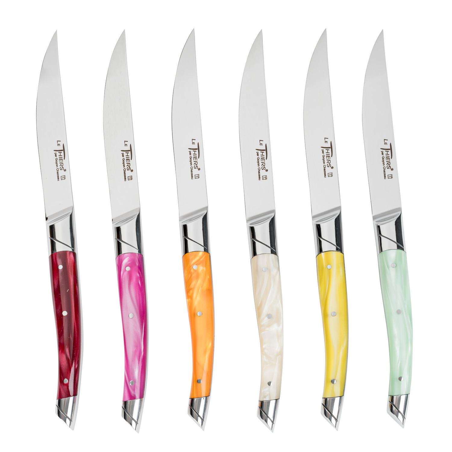 Le Thiers Avantage Steak Knives w/ Mixed Colors Acrylic Handles (Set of 6)