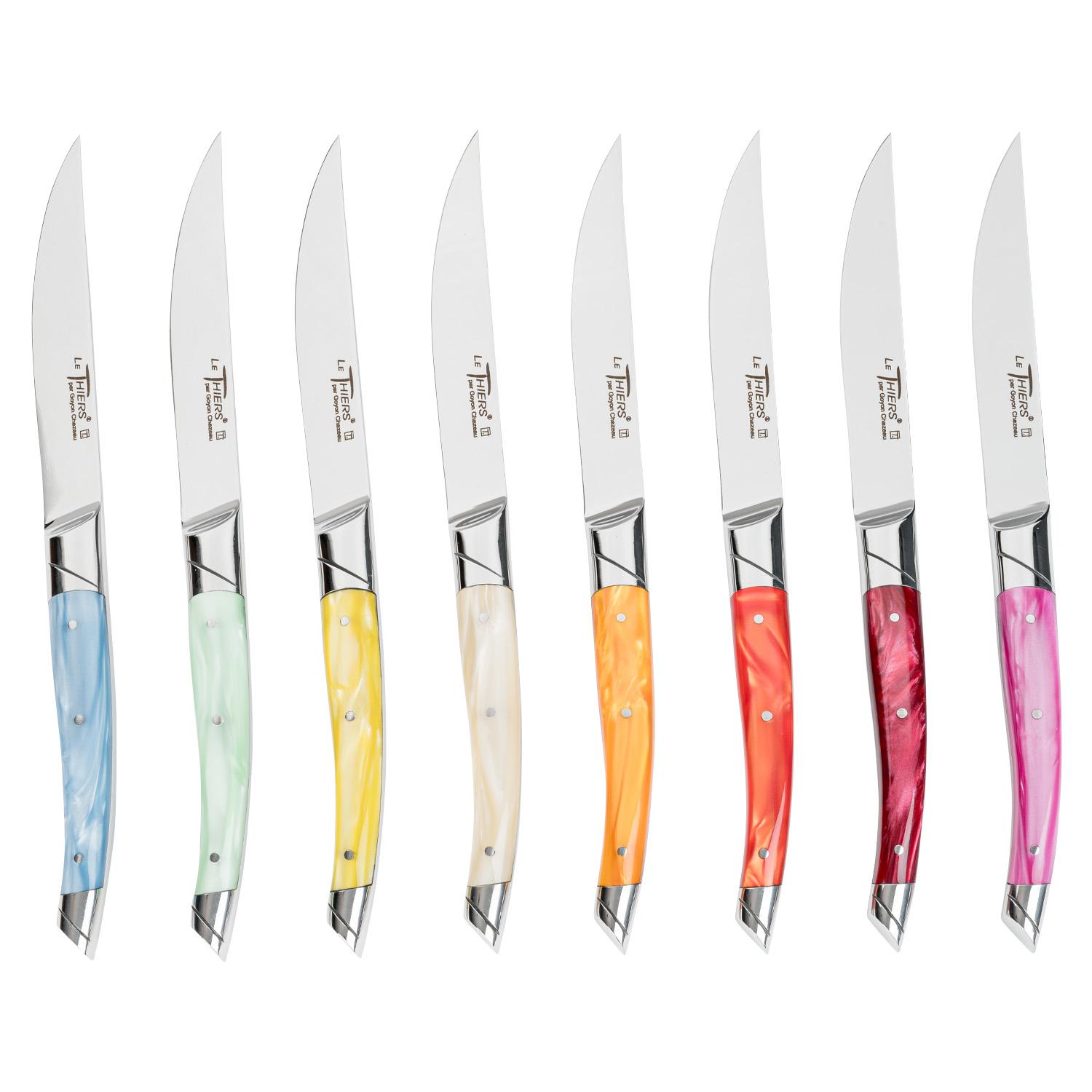 Image of Le Thiers Avantage Steak Knives w/ Mixed Colors Acrylic Handles (Set of 8) 1