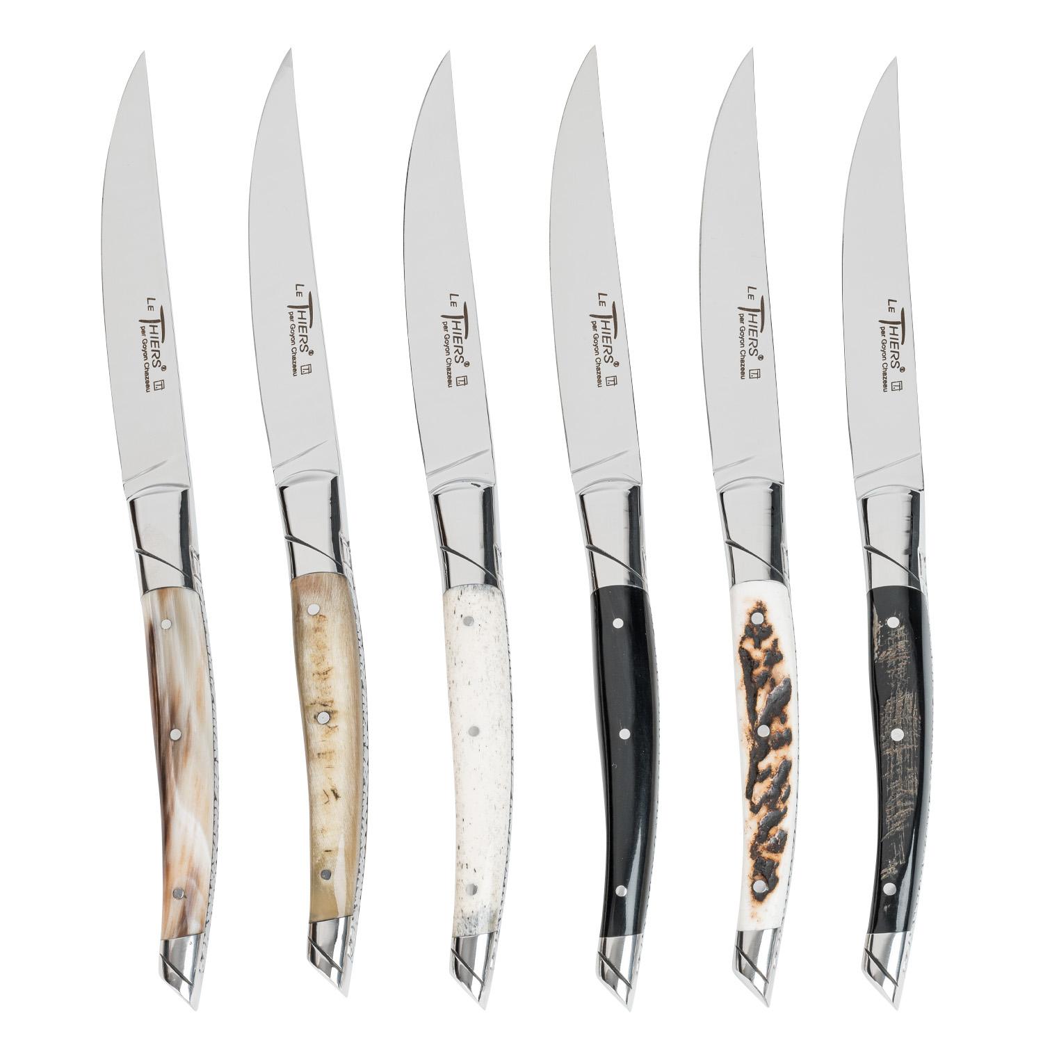 Le Thiers Prestige Steak Knives w/ Mixed Horn Handles (Set of 6)