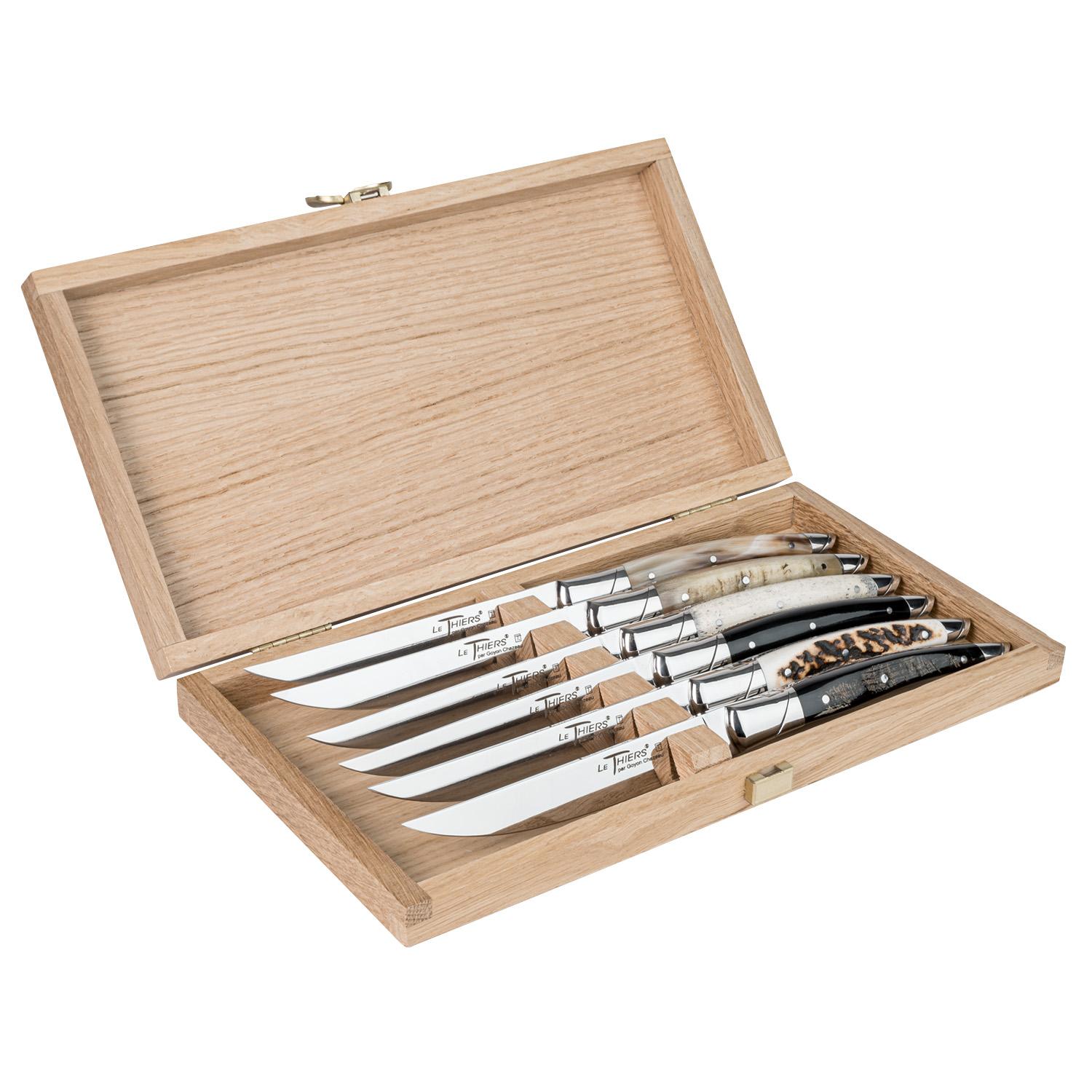 Image of Le Thiers Prestige Steak Knives w/ Mixed Horn Handles (Set of 6) 2