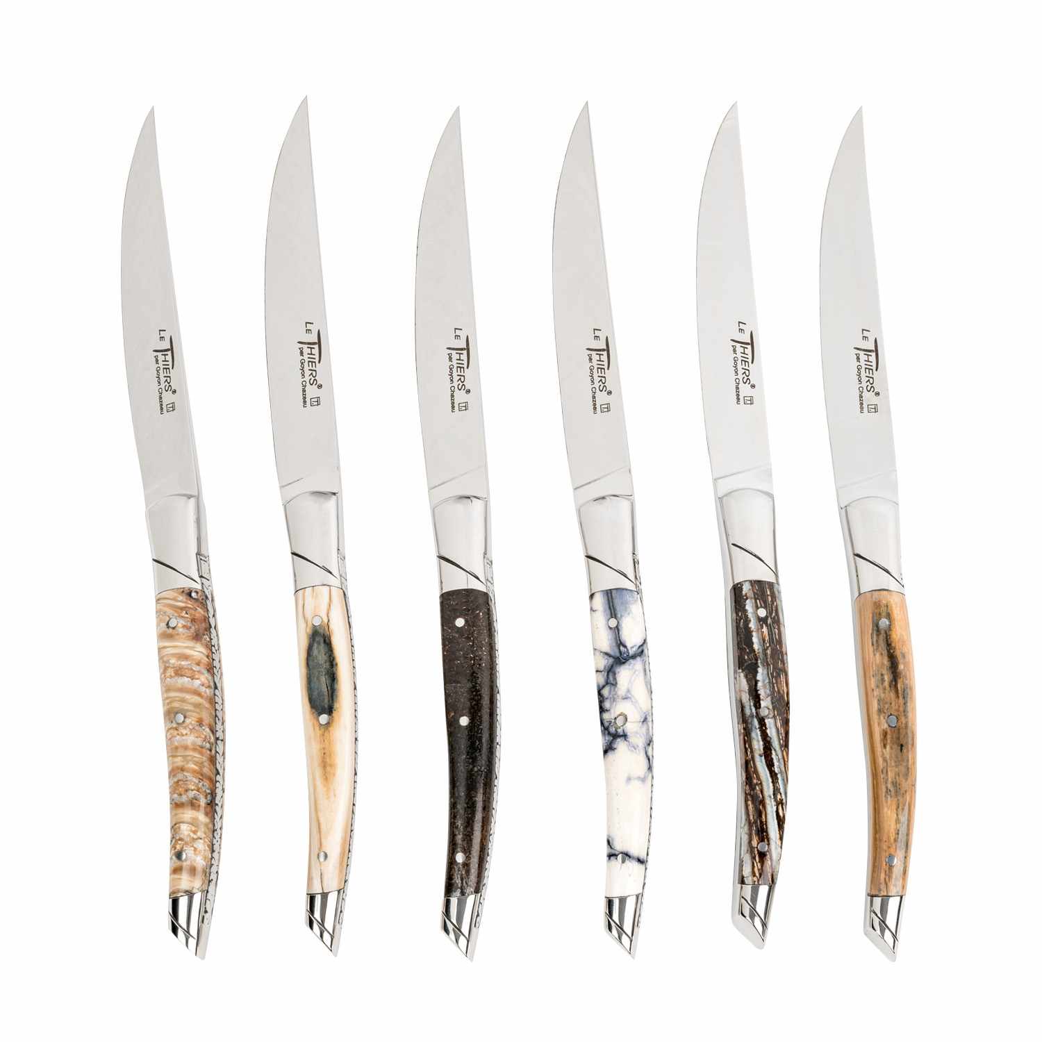 Le Thiers Prestige Steak Knives Mixed Mammoth Handle (Set of 6)