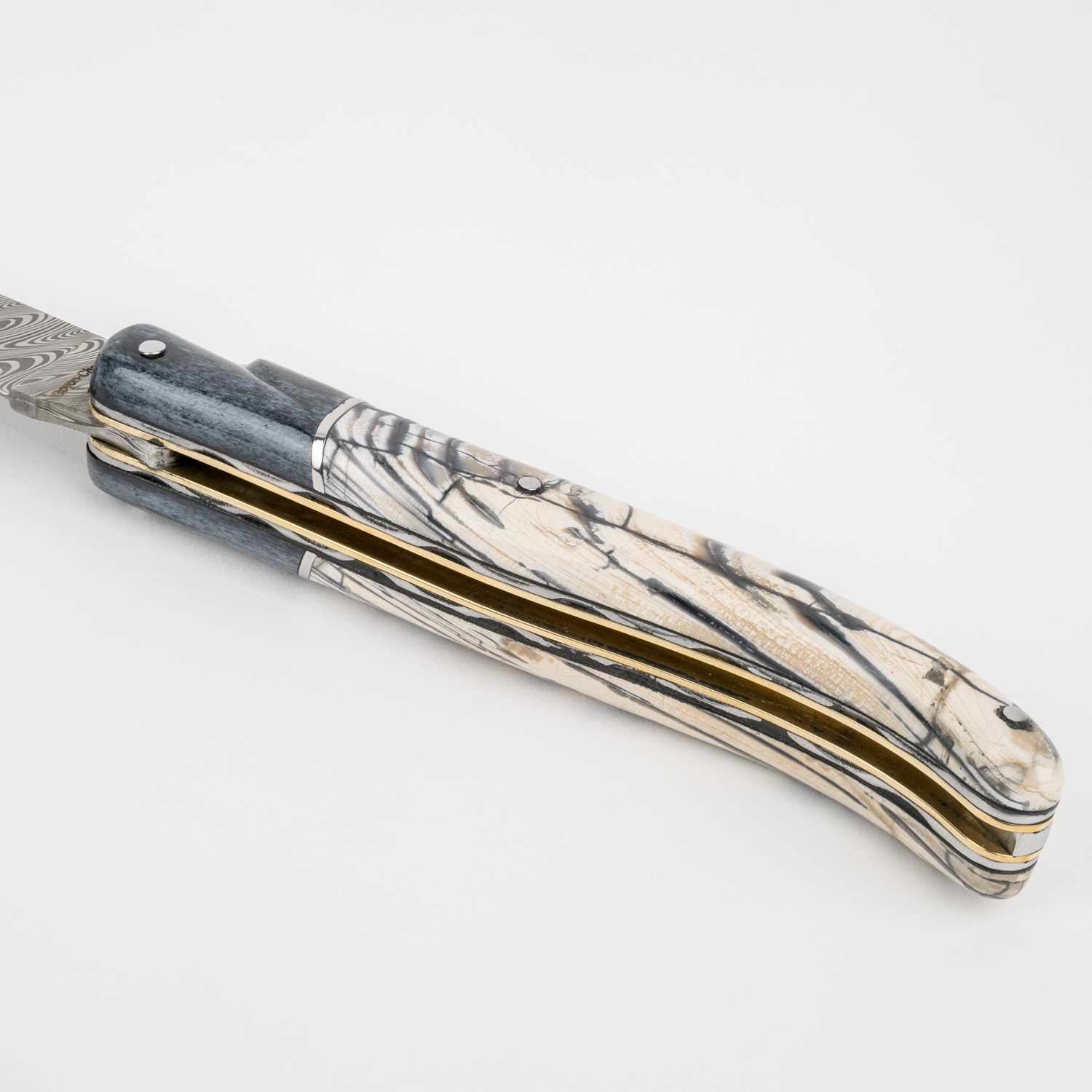 Image of Laguiole Grey And Grey Mammoth Pulp Folding Knife 6