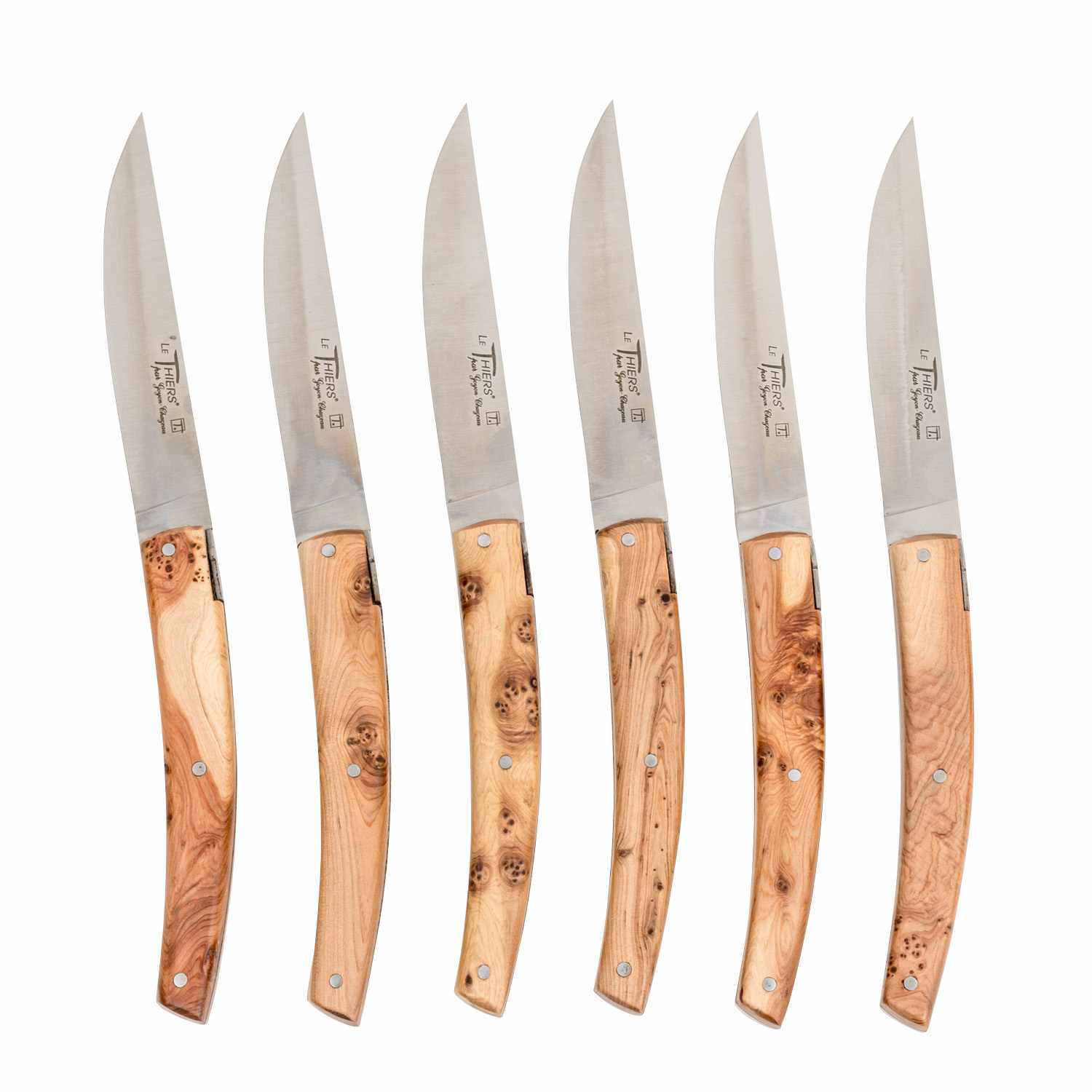 Le Thiers Pirou Brasserie Steak Knives w/ Juniper Wood Handle (Set of 6)