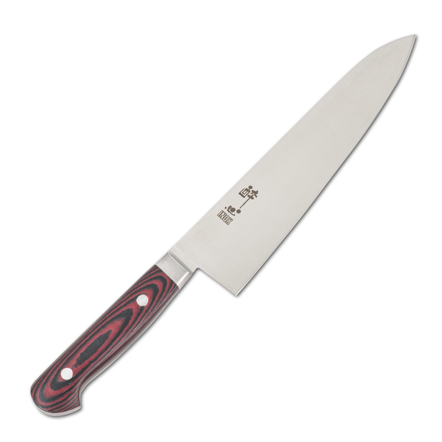 Suisin Premium Inox Maroon Red Handle Gyuto 9.4"