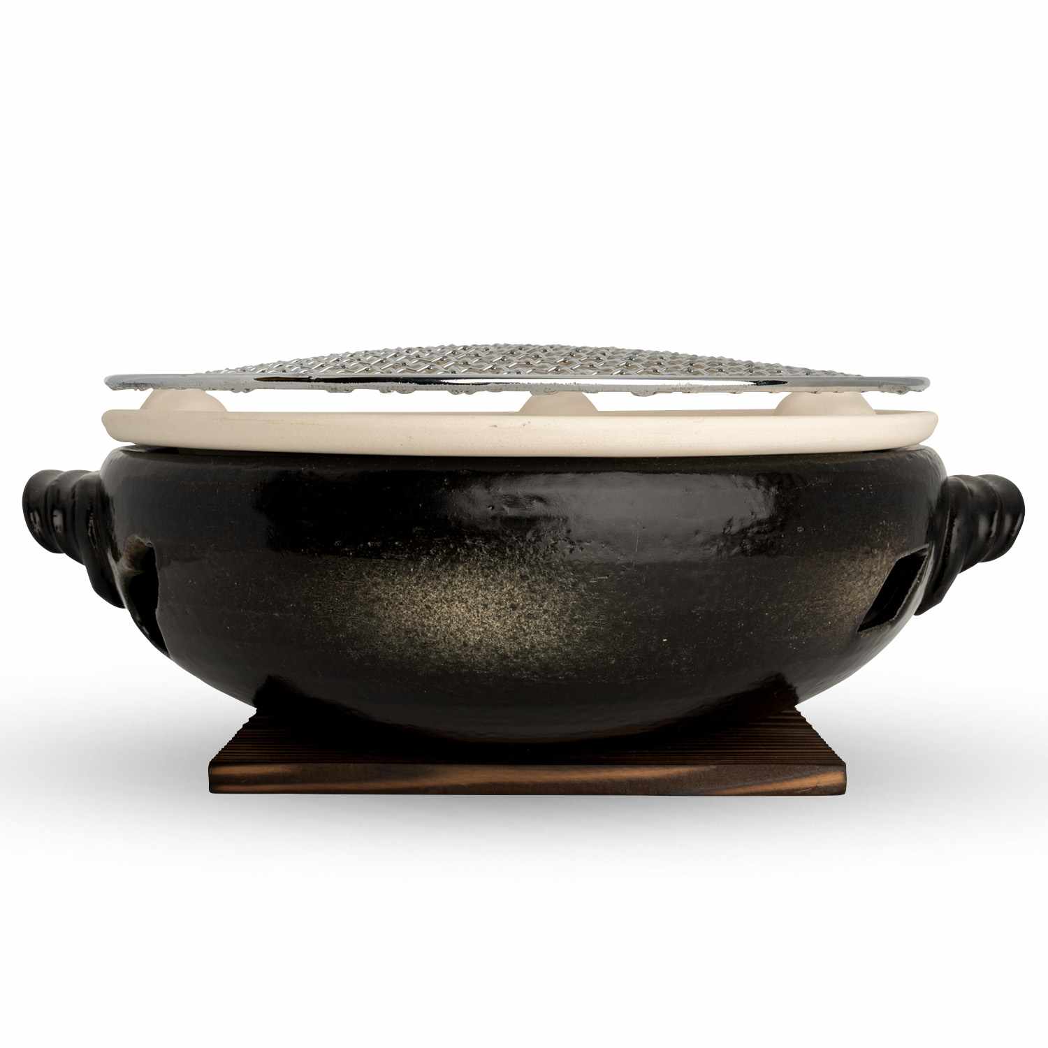 Image of Bizen Black Konro with Handles 13.5" 2