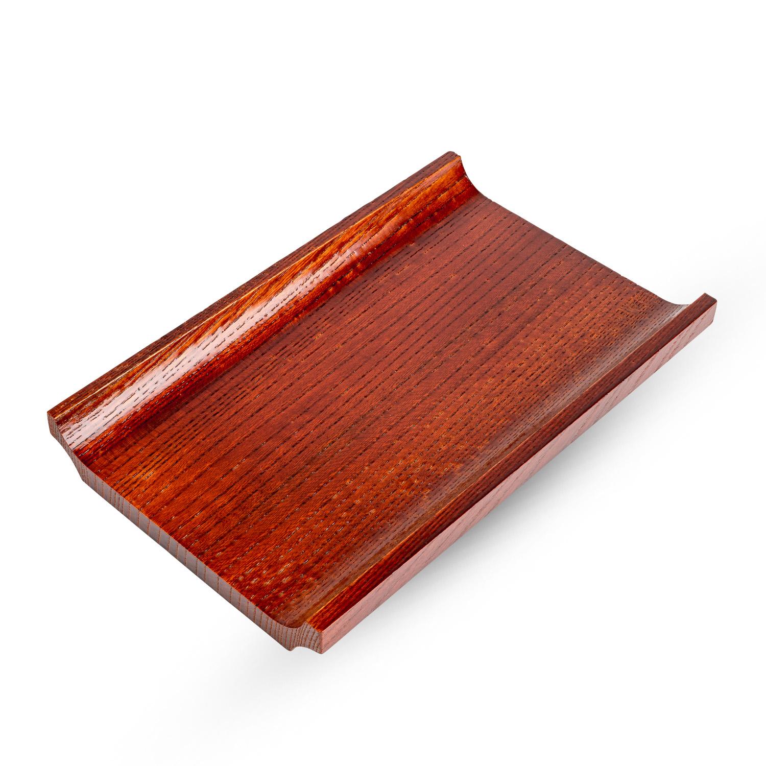 Keyaki Wide Red Wooden Towel Tray