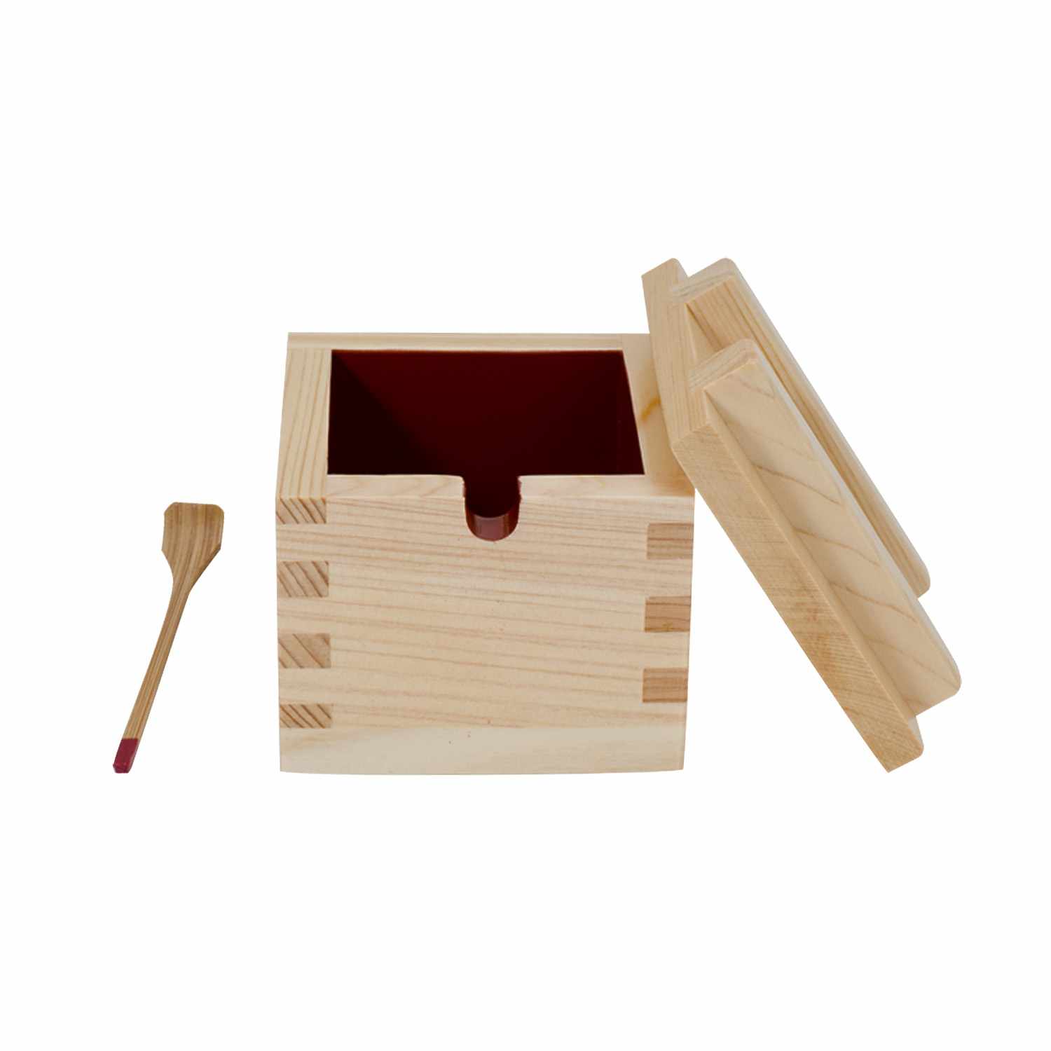 Hinoki Wooden Spice Box w Lid Spoon Korin