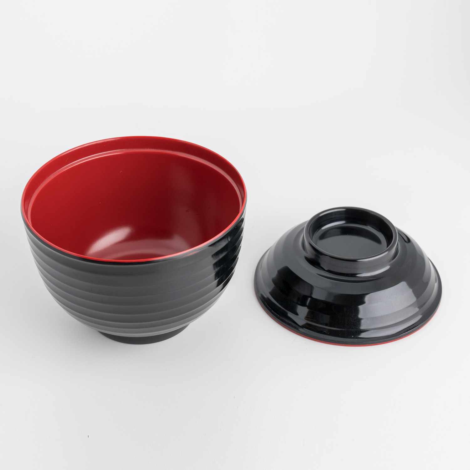 Melamine Black & Red Lidded Soup Bowl 3.75" hover-image