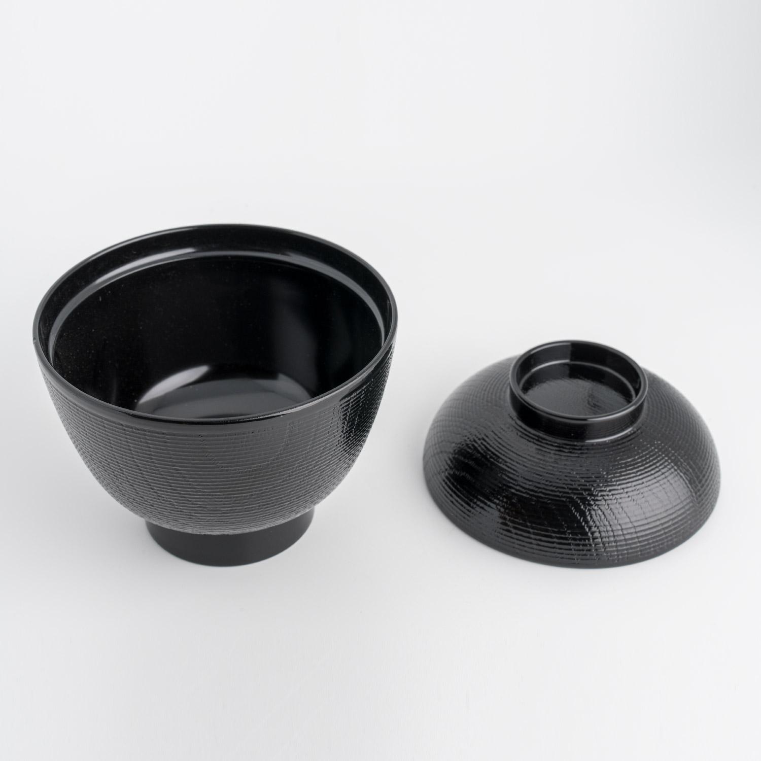 Resin Black Sekiju Lidded Soup Bowl 4" hover-image