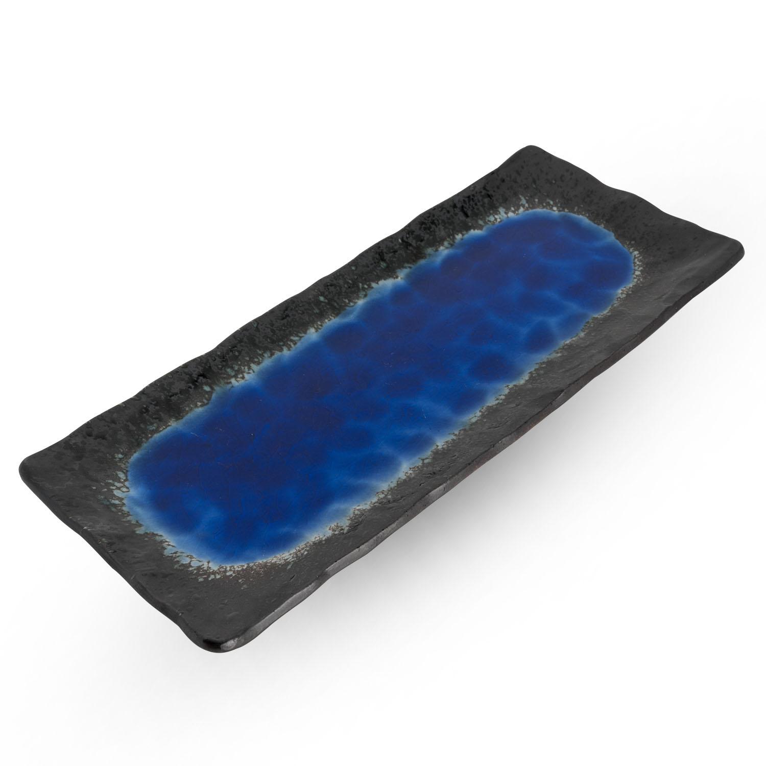 Image of Royal Blue and Black Rectangular Plate 11.25" 1