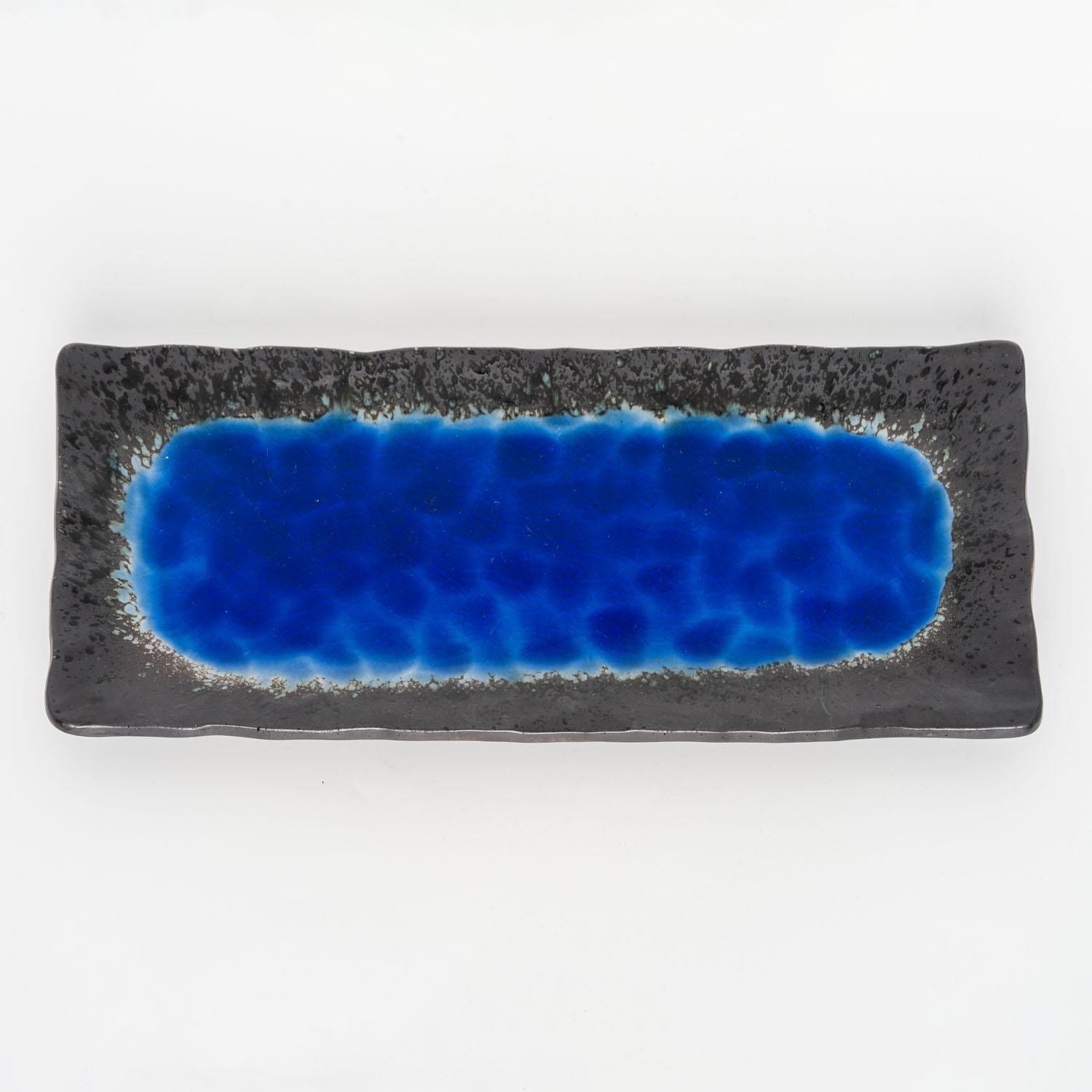 Image of Royal Blue and Black Rectangular Plate 11.25" 3