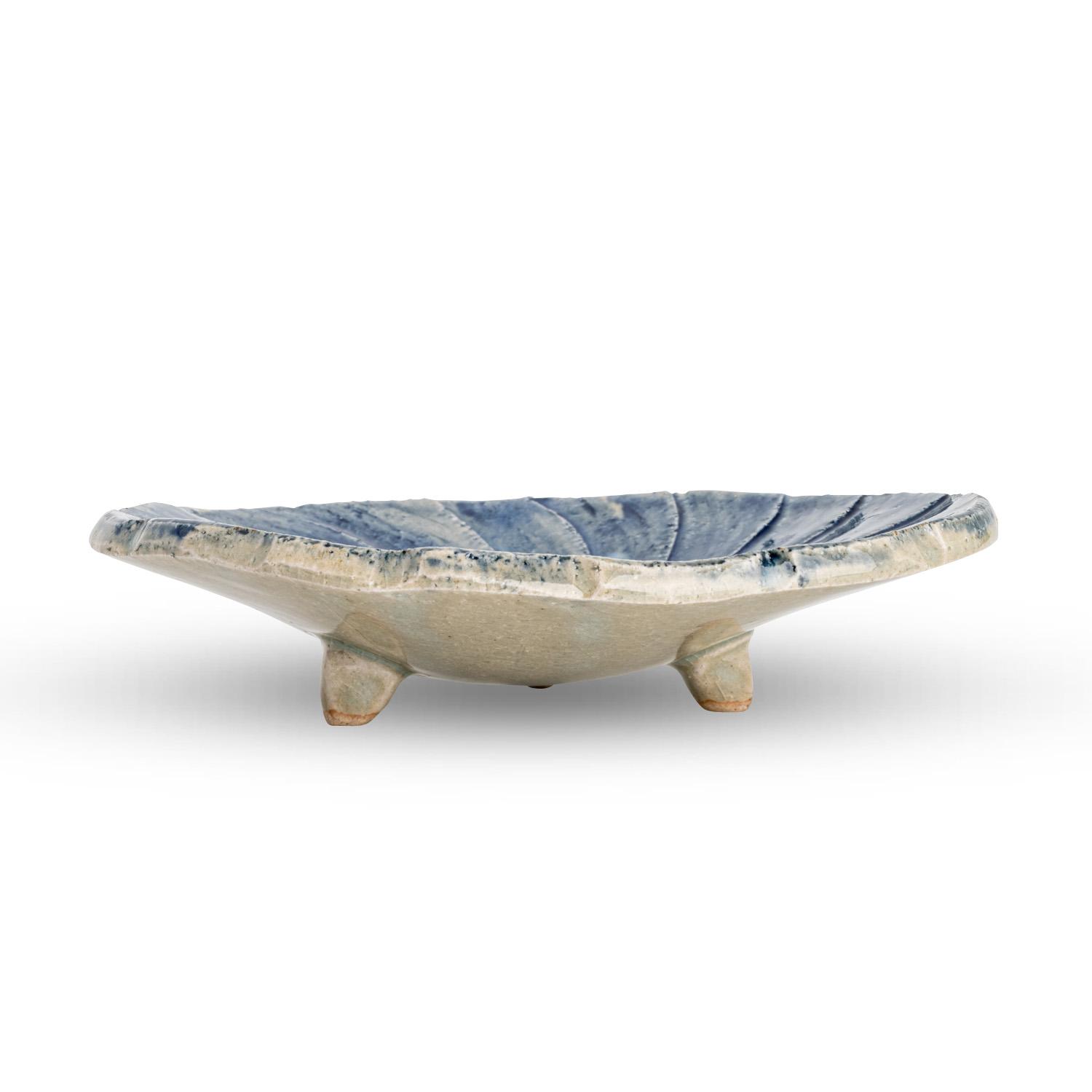 Image of Blue Wave Oval Footed Plate 6" 2