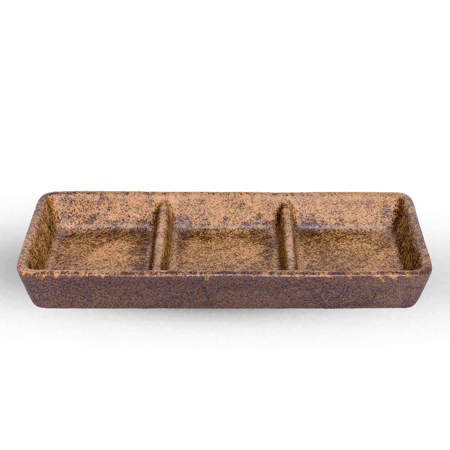 Eki Brown Triple Rectangular Sauce Dish