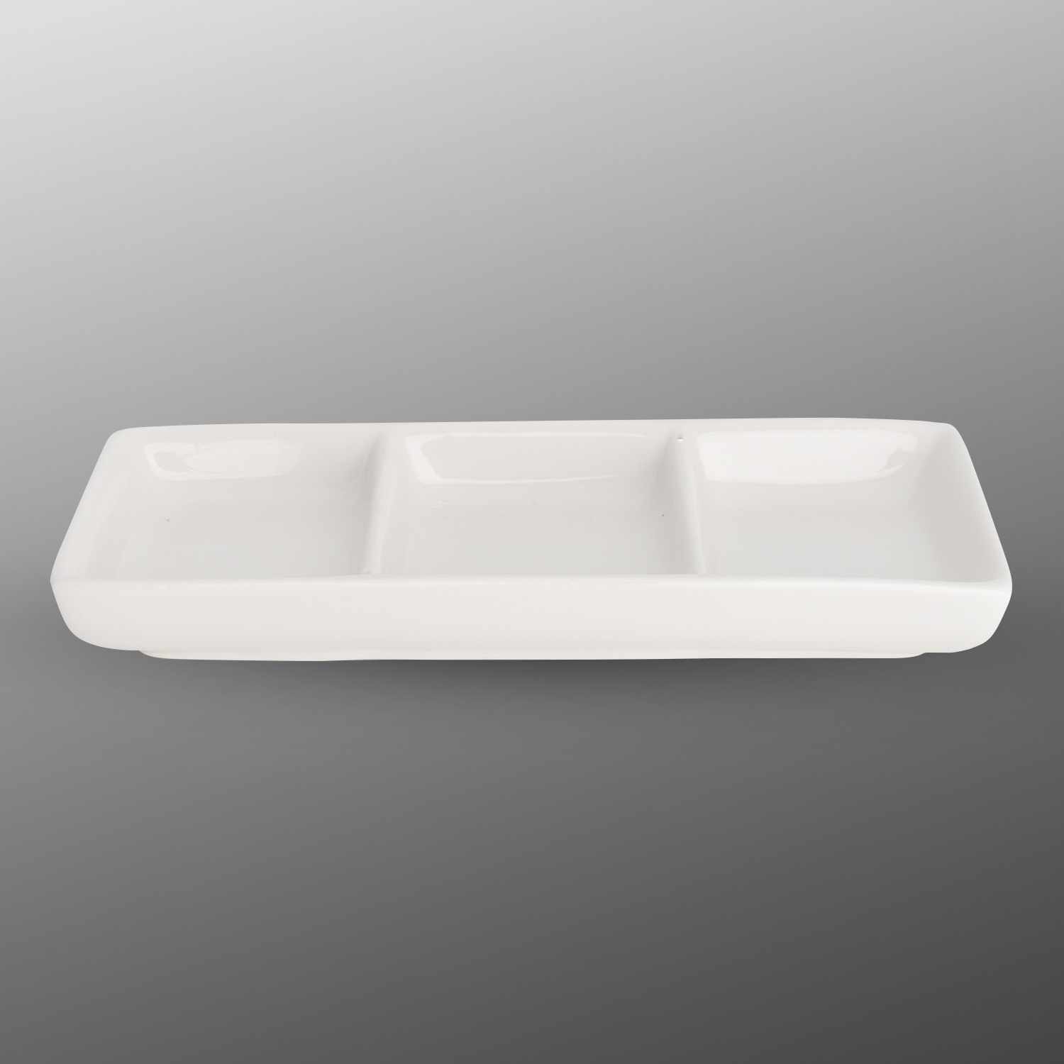 Korin Durable White Triple Rectangular Sauce Dish