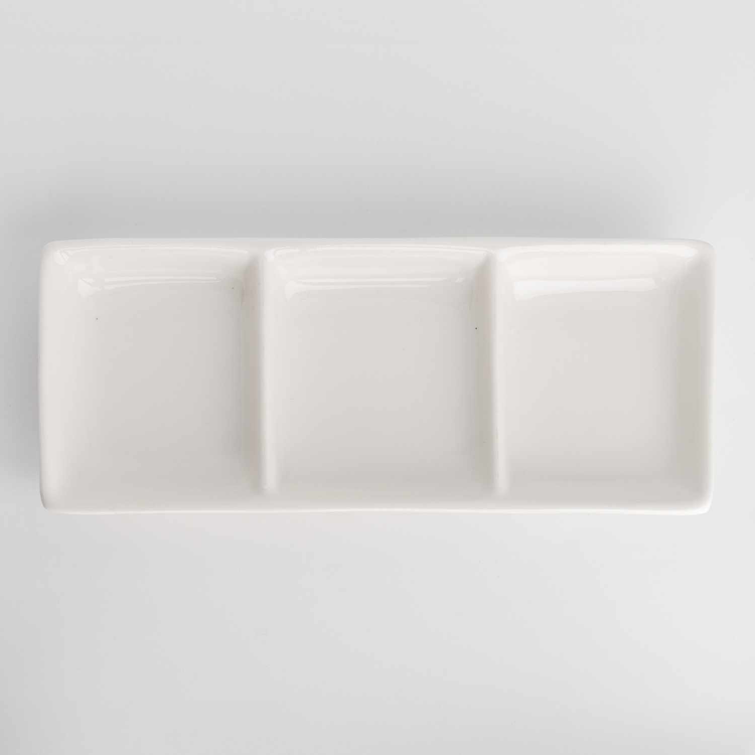 Korin Durable White Triple Rectangular Sauce Dish