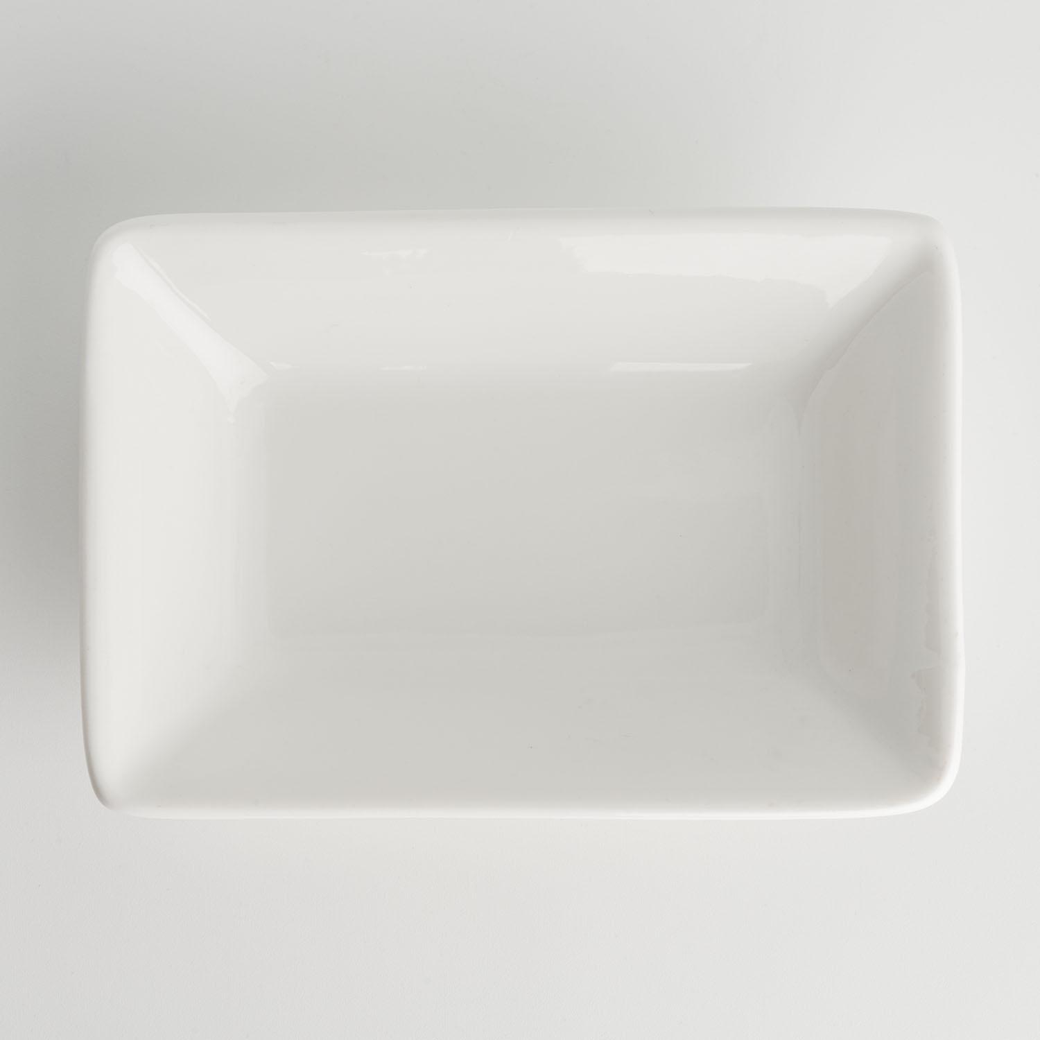 Image of Korin Durable White Rectangular Sauce Dish 3 oz 3