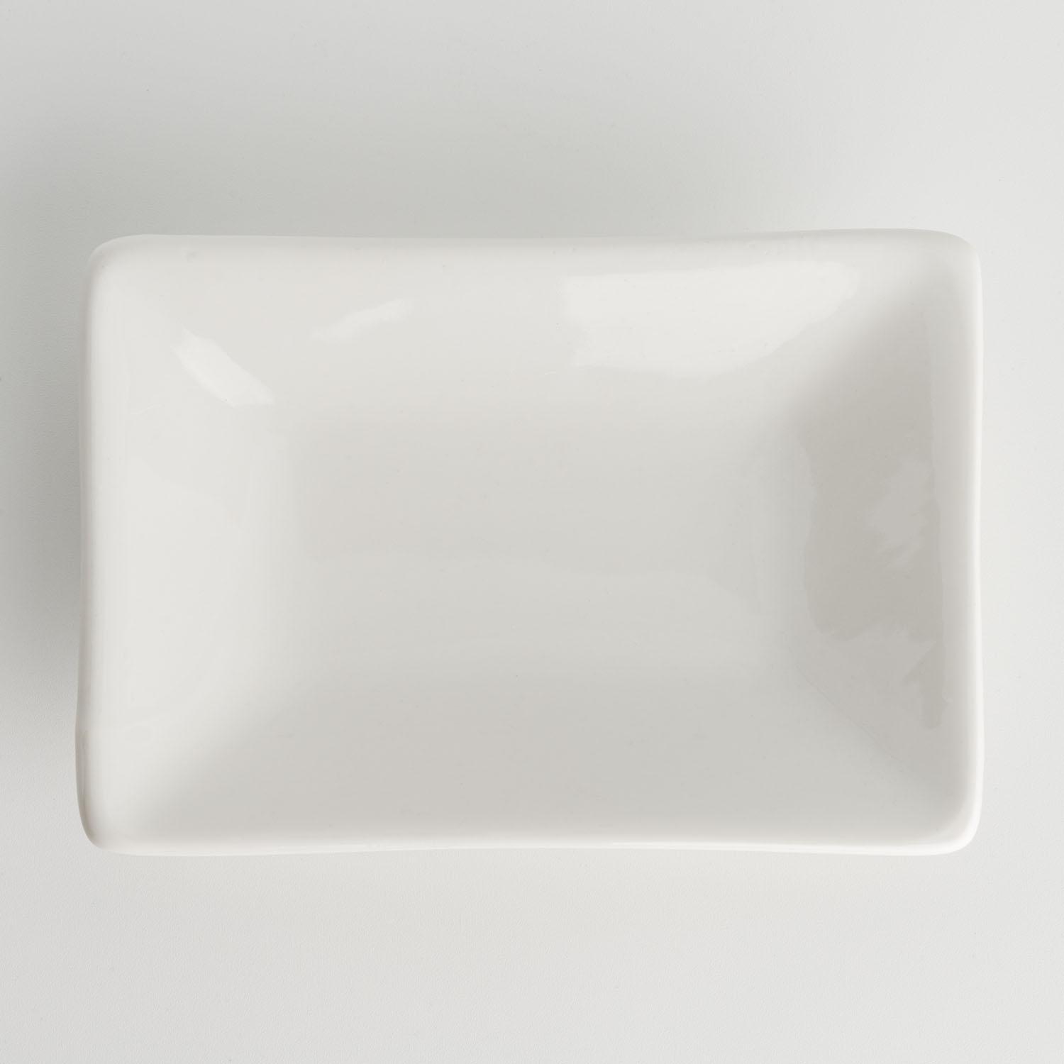 Image of Korin Durable White Rectangular Sauce Dish 1.5 oz 3