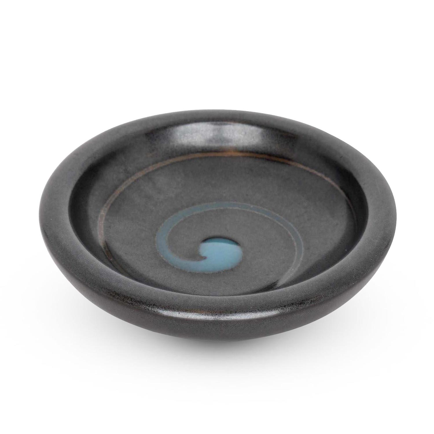 Image of Blue Swirl Round Sauce Dish 1