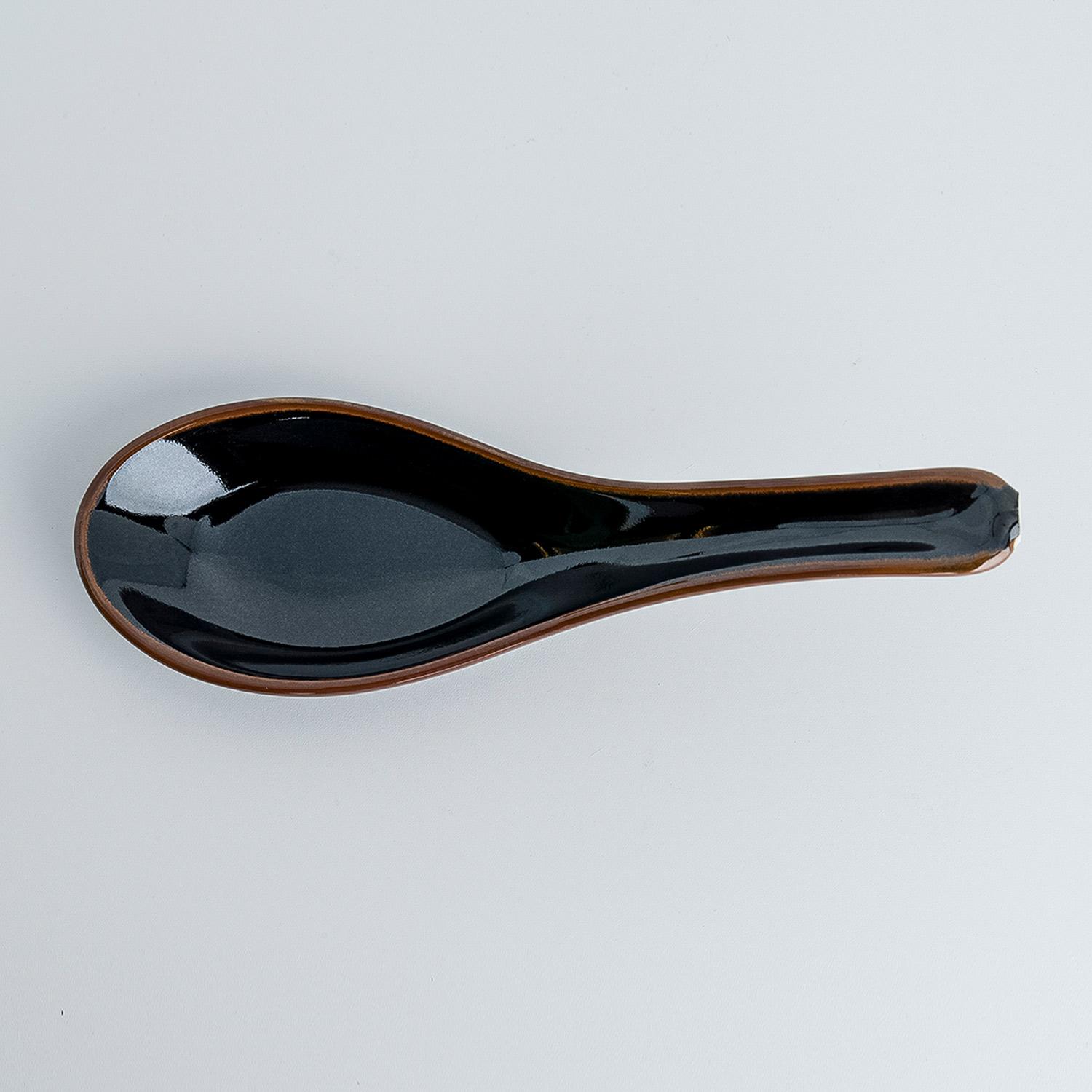 Image of Yuzu Tenmoku Black Spoon 5.5" 3