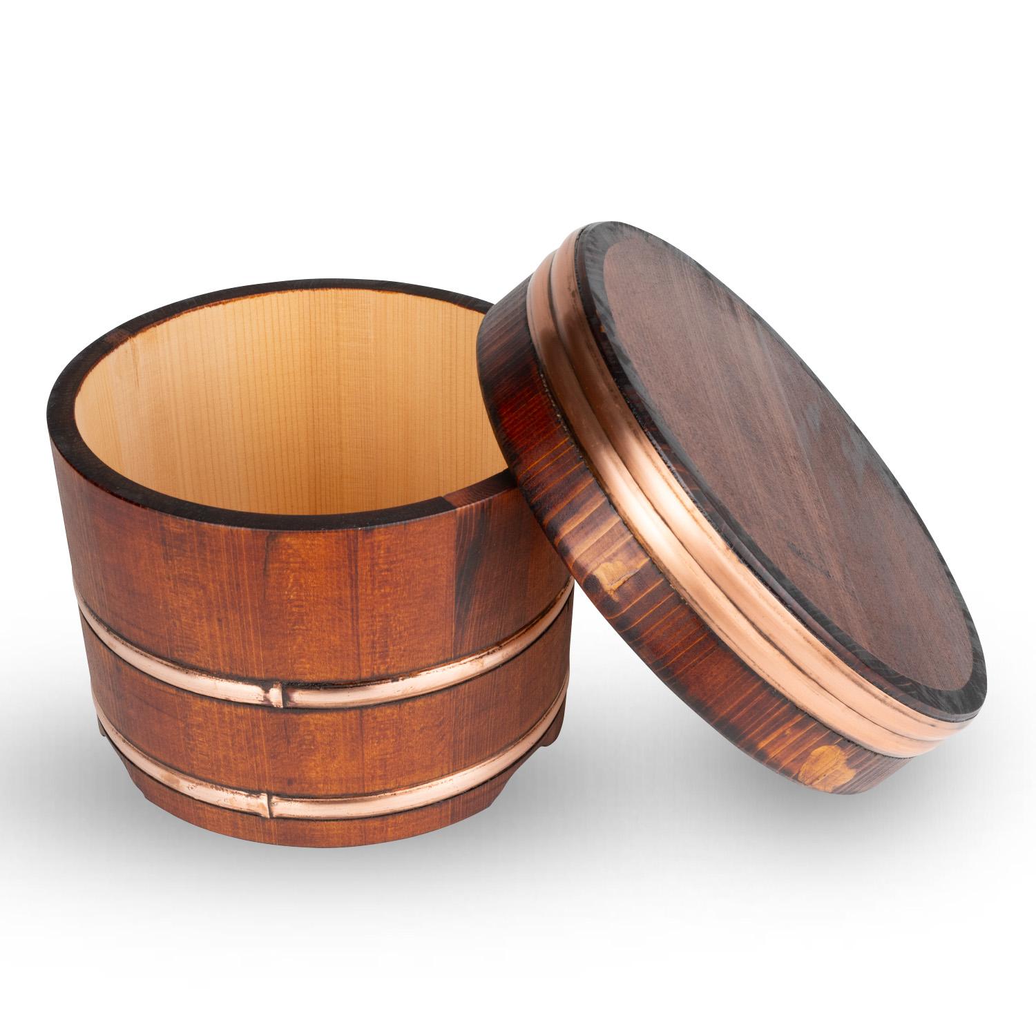 Lacquer Coated Hinoki Wood Edobitsu Rice Jar hover-image