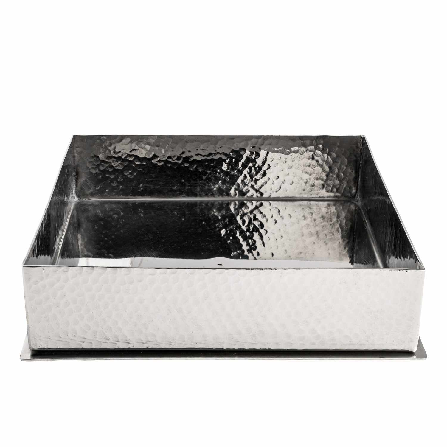 Hammered Stainless Steel Square Plate 7.25"