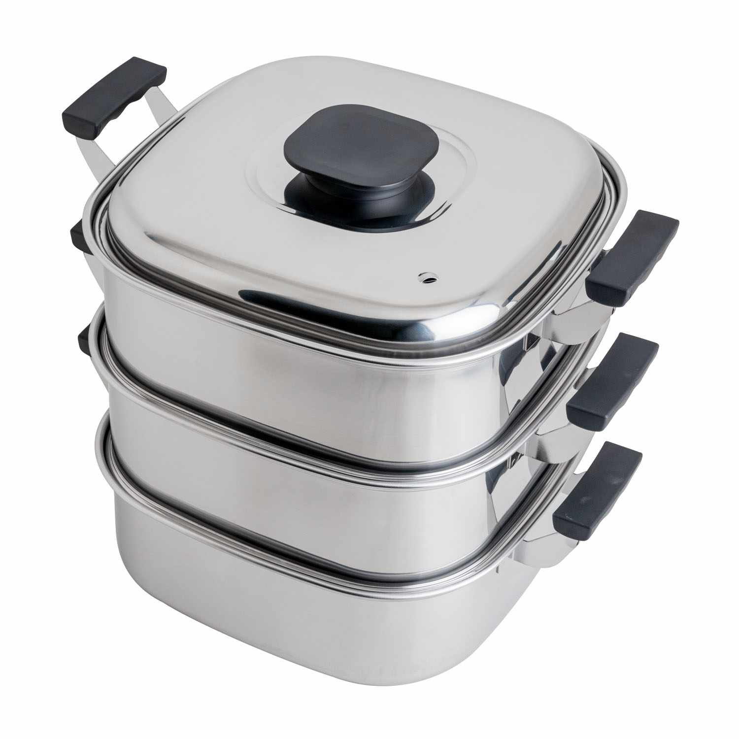 Stainless Steel Kaku Steamer 3 Tier 11.8