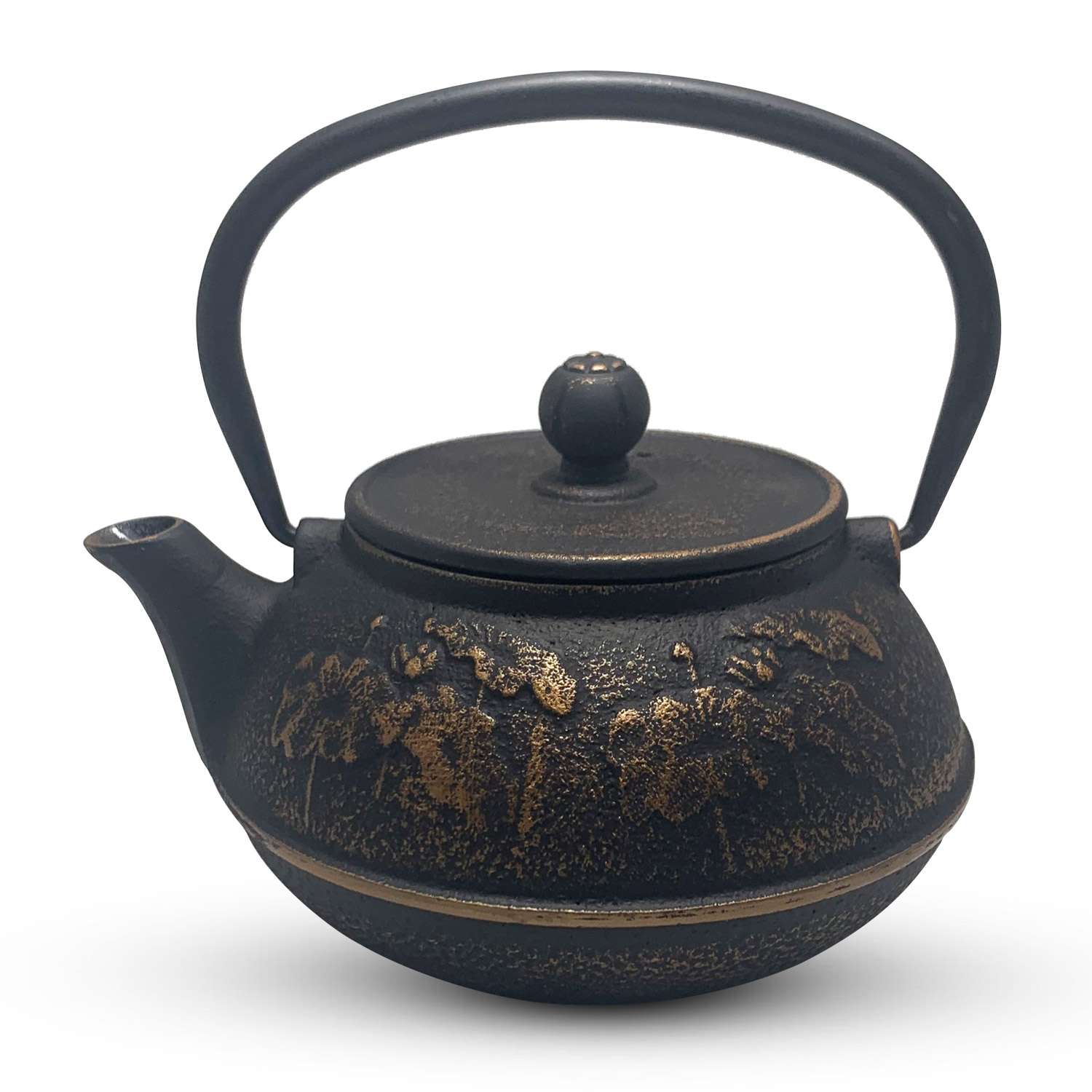 Cast Iron Gold and Black Teapot 25 oz