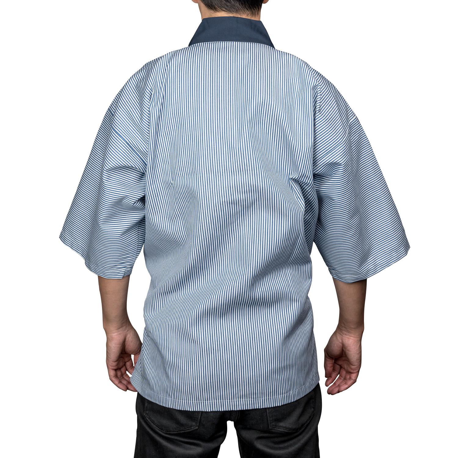 Image of Blue Striped Sushi Chef Coat - Medium 3